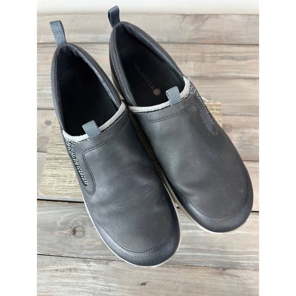 Merrell Black Gray Applaud Moc Slip On Shoes Casual Loafers Comfort Size 10.5 - Picture 3 of 8